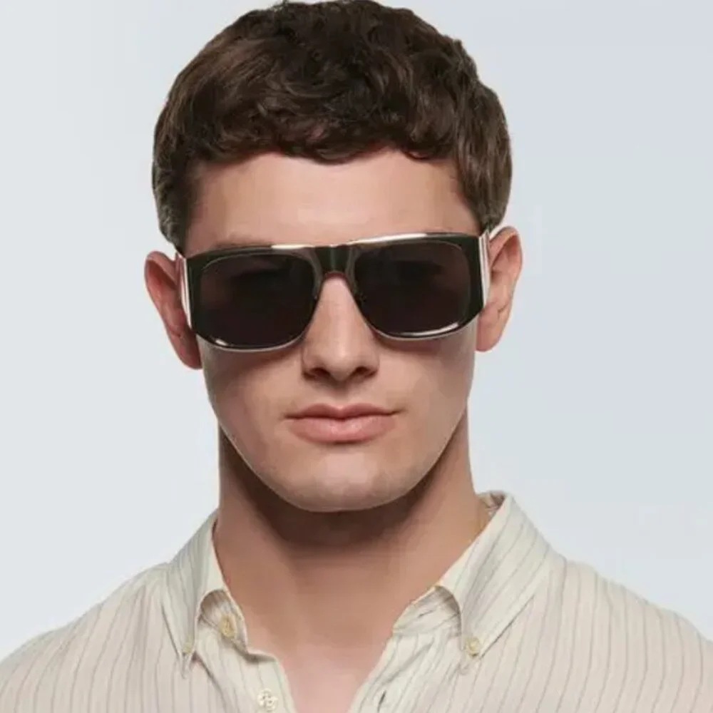 NEW SAINT LAURENT SL636 002 SUNGLASSES MEN SILVER SQUARE SL 636 002 SUNGLASSES